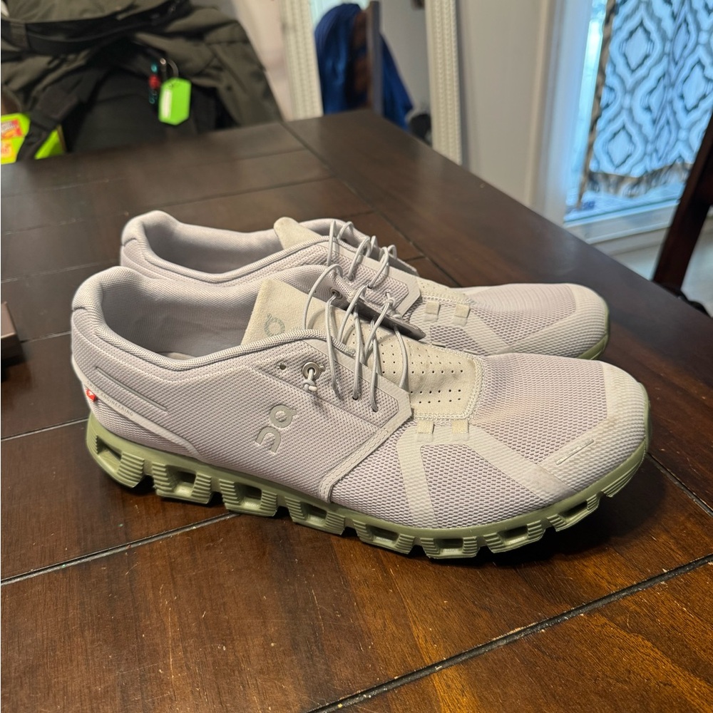 On Running Gray Athletic Shoes with Streamlined Design